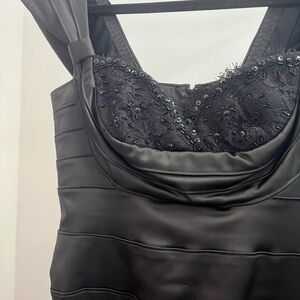 Chic Black Beaded Mini Dress